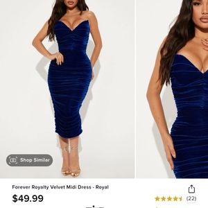 Blue velvet midi dress